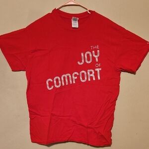 Clarks Red Graphic Tee "The Joy of Comfort"